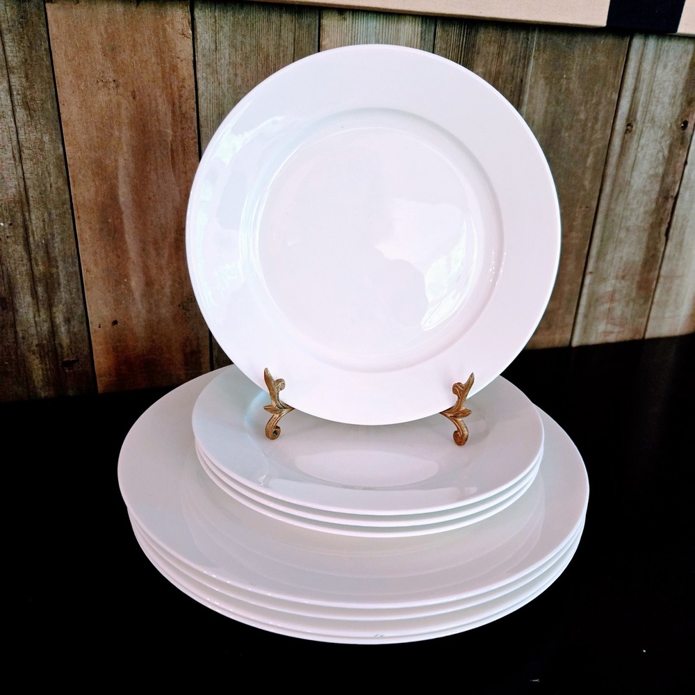 Mikasa Lausanne Set 4 Salad Plates White Bone China Modern 8 1/4" Minimalist